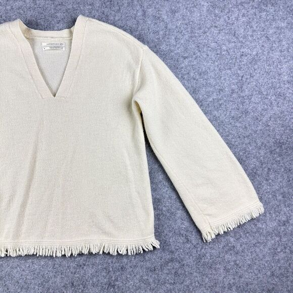 Anthropologie Joy Fringe Sweater Womens Medium Cozy Casual Pullover V-Neck Boho - Picture 4 of 15